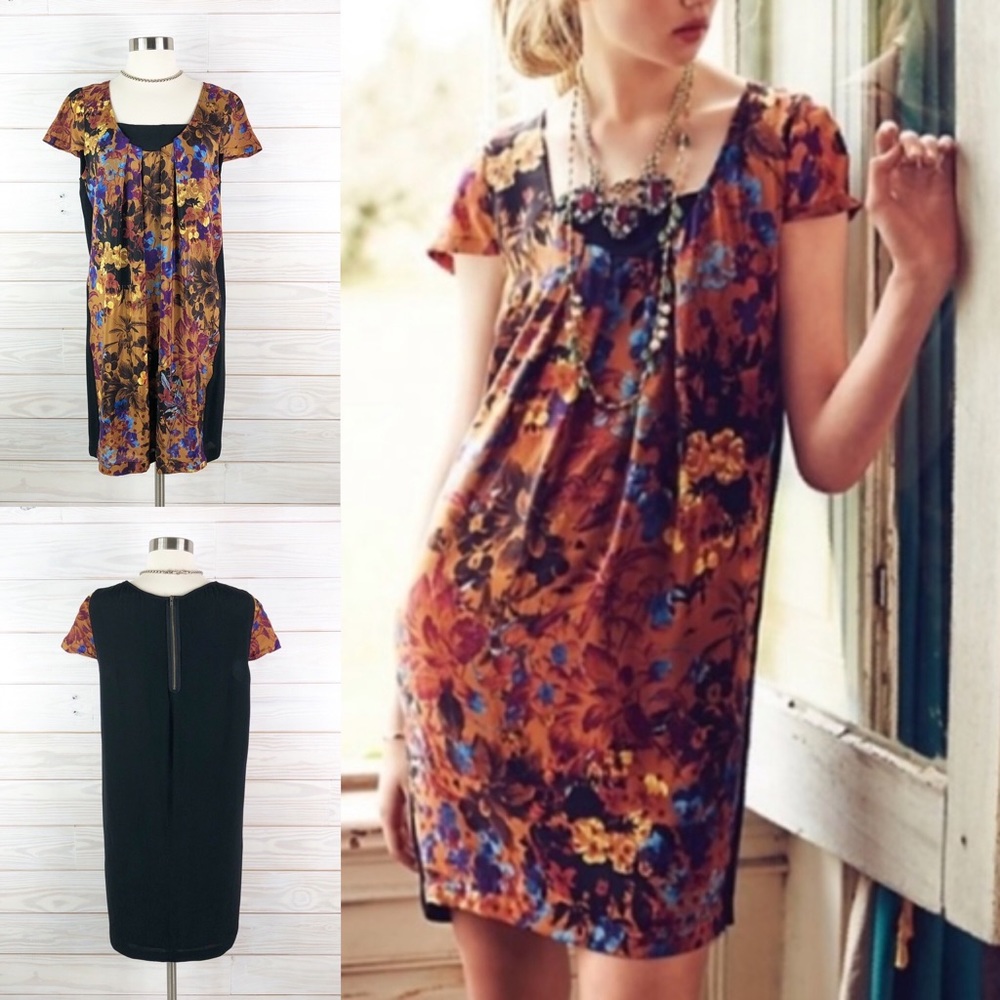 Anthropologie Maeve Floral Dress Tunic Cap Sleeve